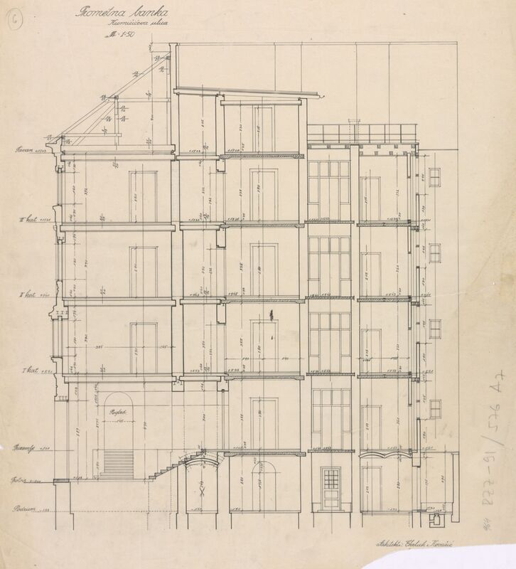 Stambena zgrada Hrvatske banke za promet nekretninama, presjek