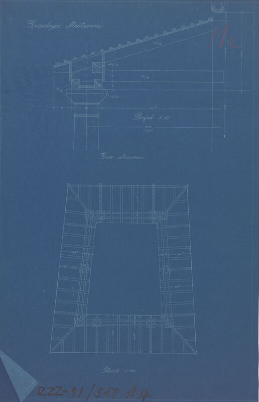 Meštrovićev atelijer (Ivan Meštrović), tlocrt/detalj stupa s krovištem/atrij