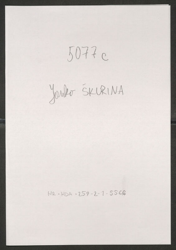 Škurina, Janko, 16.11.1898. Policijski karton