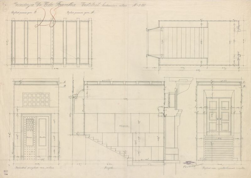 Stambena zgrada Frank, vestibul/presjek/pogled/vrata