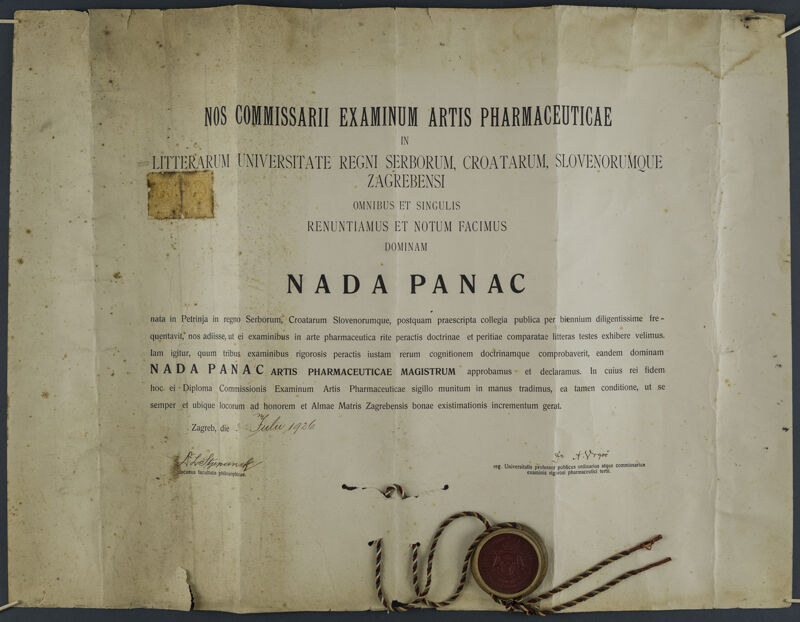 Diploma magistre farmacije Nade Panac