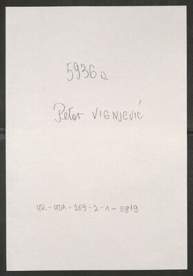 Vignjević, Petar, 1.2.1903. Policijski karton