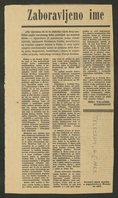 M. Valašek-Husejnović: Zaboravljeno ime. Telegram, 1963.