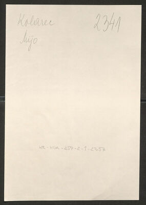 Kolarec, Mijo, 29.9.1913. Policijski karton