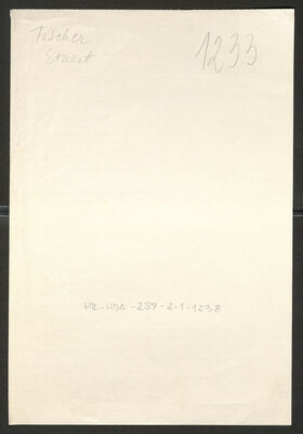 Fischer, Ernest, 7.10.1885. Policijski karton