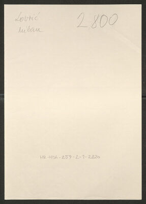 Lovrić, Milan, 1914. Policijski karton