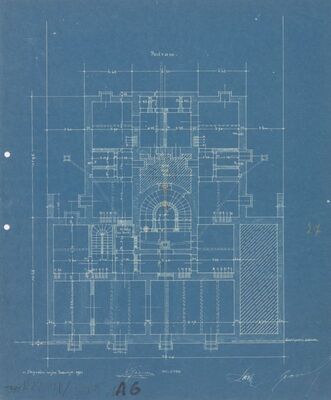 Stambena i trgovačka zgrada za eksploataciju drva, tlocrt/podrum