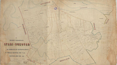 I NACERT TERGOVIŠTA STARI - VUKOVAR ZA KOMASACIJU EKSTRAVILANATA U SMISLU NAPUTKA 16/8 1876 SASTAVLJEN GOD: 1877