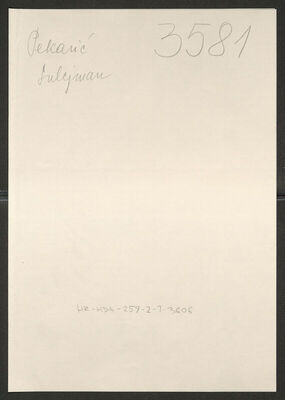 Pekarić, Sulejman, 15.5.1911. Policijski karton