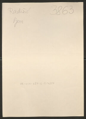 Radišić, Vjera, 3.12.1922. Policijski karton