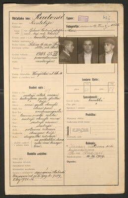 Radonić, Pantelija, 25.7.1908. Policijski karton
