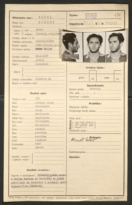 Mandl, Robert, 25.1.1917. Policijski karton