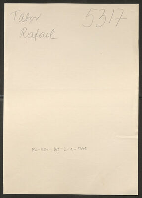 Tabor, Rafael, 13.5.1921. Policijski karton