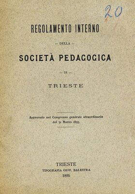 Regolamento interno della Societa Pedagogica = Unutarnji pravilnik Pedagoškog društva