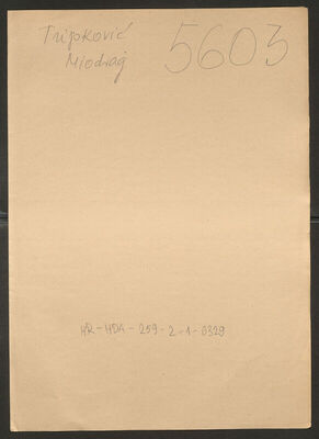 Tripković, Miodrag, 8.2.1910. Policijski karton