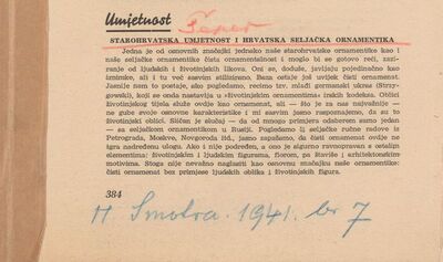 Starohrvatska umjetnost i hrvatska seljačka ornamentika