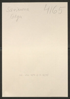 Sarinova, Olga, 15.4.1910. Policijski karton