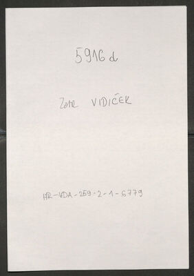 Vidiček, Zora, 2.9.1921. Policijski karton