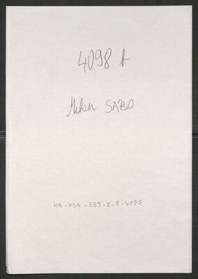 Sabo, Milan, 15.7.1907. Policijski karton