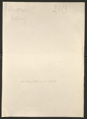 Kosanović, Milivoj, 1.5.1913. Policijski karton