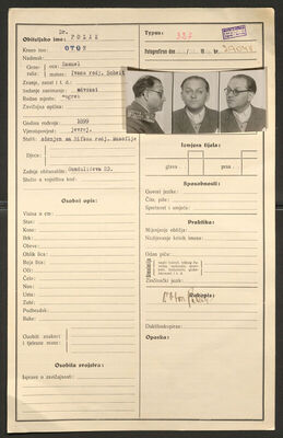 Polak, Oton, 1899. Policijski karton