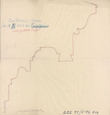 Uglovnica Rudović, projekt nadogradnje trećeg kata i mansarde te preoblikovanje pročelja, glavni vijenac/detalj