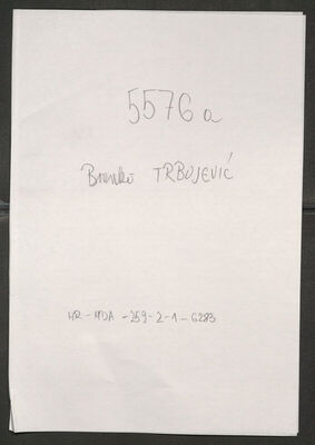 Trbojević, Branko, 15.4.1920. Policijski karton