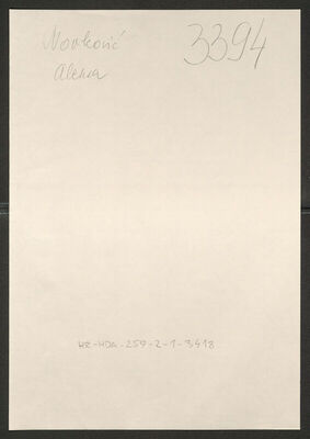 Novković, Aleksa, 1904. Policijski karton