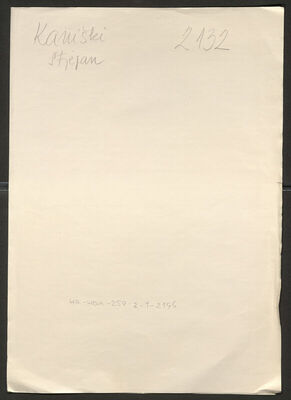 Kaniški, Stjepan, 9.12.1906. Policijski karton