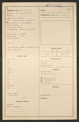 Skomina, Vjenceslav, 1.10.1899. Policijski karton