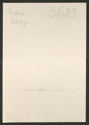 Piskar, Viktorija, 17.10.1921. Policijski karton