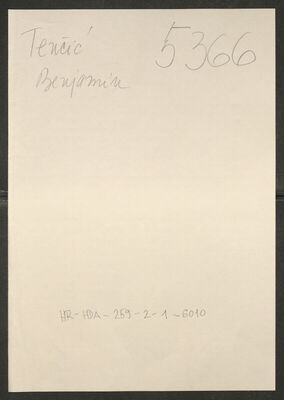 Tenčić, Benjamin, 24.4.1907. Policijski karton