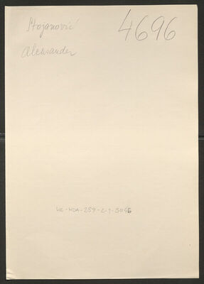 Stojanović, Aleksander. Policijski karton