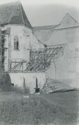 Lepoglava - Bivša pavlinska crkva, demontaža sakristije prigrađene uz apsidu crkve