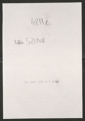 Szimon, Viktor-Emanuel, 18.5.1892. Policijski karton