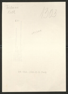 Fridman, Ruth, 15.4.1928. Policijski karton