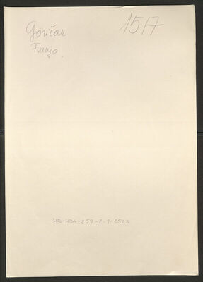 Goričar, Franjo, 27.8.1918. Policijski karton