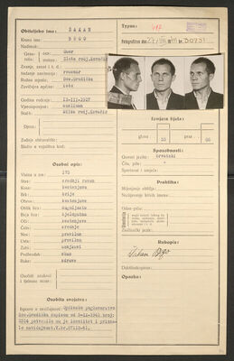 Šakan, Bego, 13.3.1917. Policijski karton