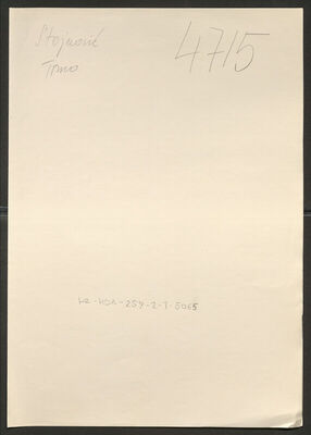 Stojnović, Tomo. Policijski karton