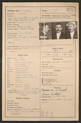 Sutček, Ivan, 12.3.1893. Policijski karton