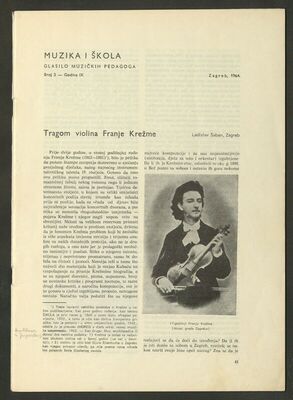 Ladislav Šaban: Tragom violina Franje Krežme. Muzika i škola, 1964.