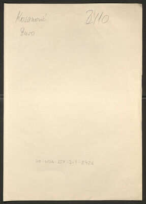 Kosanović, Đuro, 1.5.1895. Policijski karton