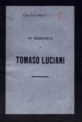 IN MEMORIA di Tomaso Luciani = SJEĆANJE na Tomasa Lucianija, Conservare = Sačuvati