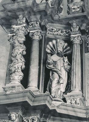 Svetice (Ozalj) - Crkva Blažene Djevice Marije, glavni oltar, kip sv. Augustina