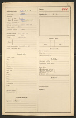 Sckarpa, Vinko, 31.8.1921. Policijski karton