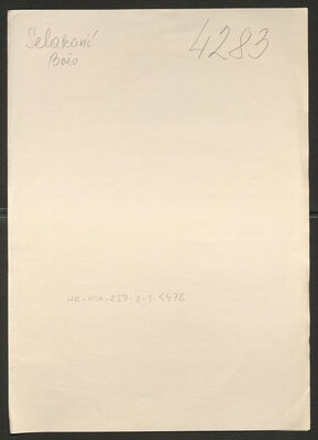 Selaković, Božo, 18.10.1921. Policijski karton