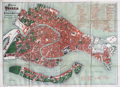 Pianta di Venezia = Plan Venecije, Venezia, a.a., presavijena karta Venecije u boji
