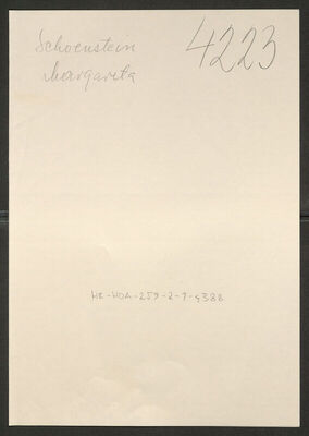 Schoenstein, Margareta, 1.12.1883. Policijski karton