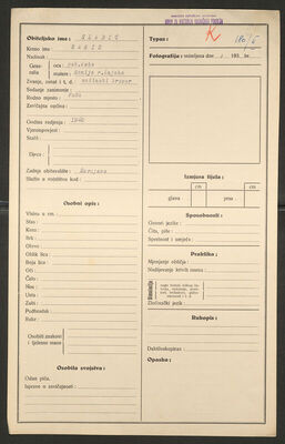 Sladić, Ramiz, 1902. Policijski karton