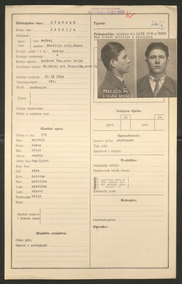 Stergar, Andrija, 26.9.1914. Policijski karton